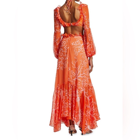 PatBo Coral Print Beach Dress Orange Pink sz S - Picture 7 of 16